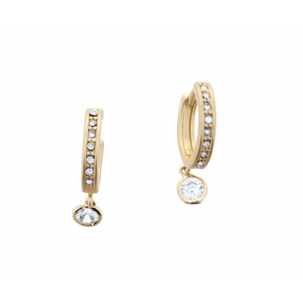 CRYSTAL EMBEDDED HUGGIE WITH CRYSTAL CHARM