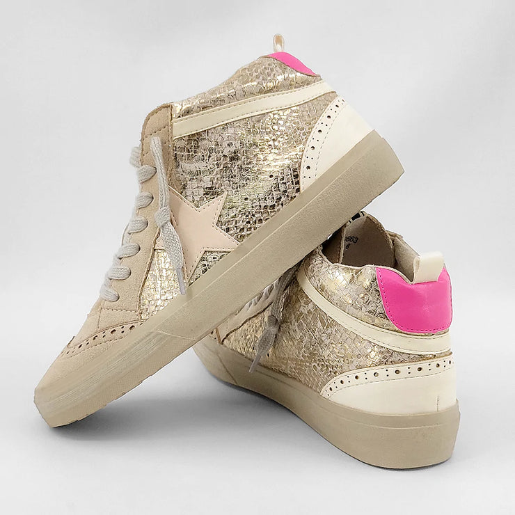 Paulina Snakeskin High Top Sneakers Pink Chair Boutique