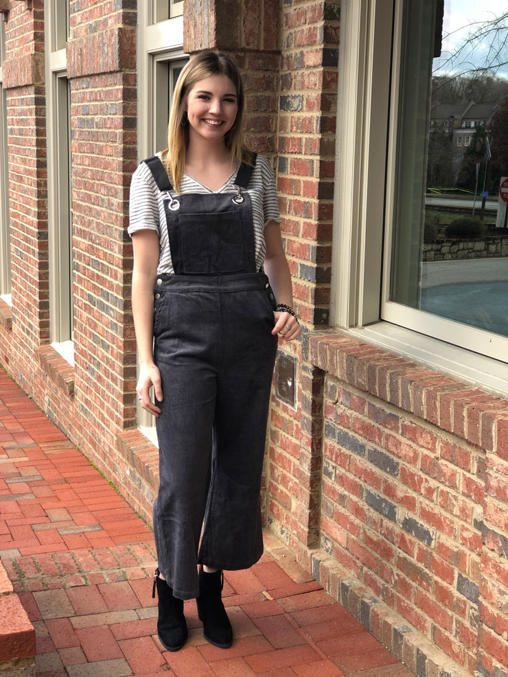 Wide Pant Cord Overalls